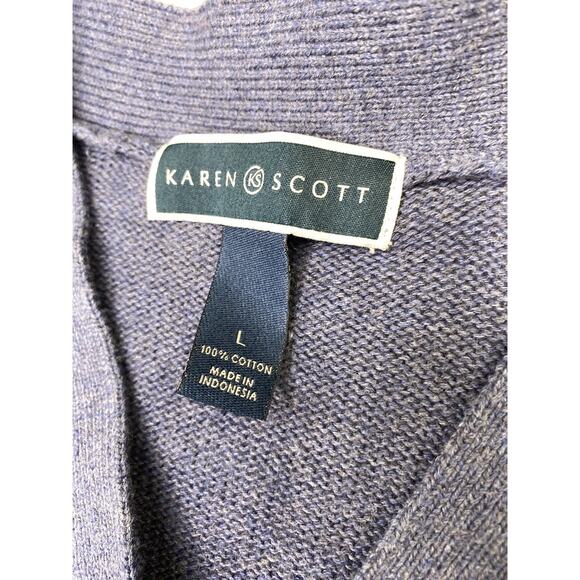 Karen Scott Womens Hardware Henley Textured Pullover Sweater Blue Size Large - Picture 3 of 3